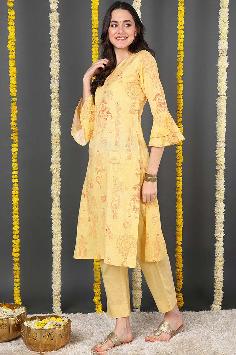 Buy Nibs Tog Mustard Yellow Chikankari Kurti for Women Cotton With Bell  Sleeves, Indian Lucknowi Chikankari Kurta Handmade Online in India - Etsy