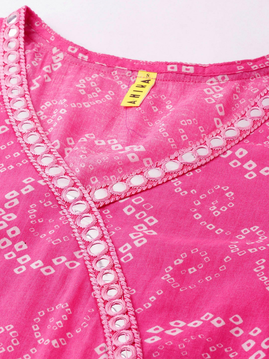 Pink Bandhani Printed Kurta VCK8210