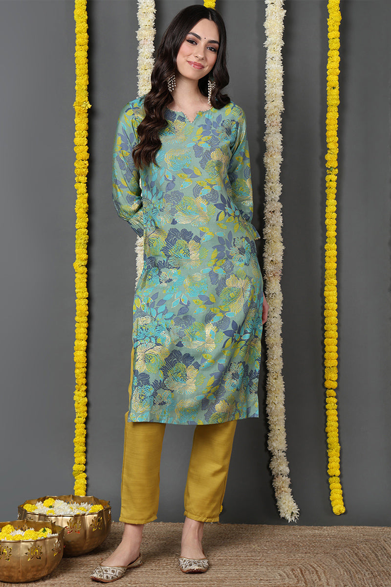 Green Poly Silk Straight Kurta VCK8668