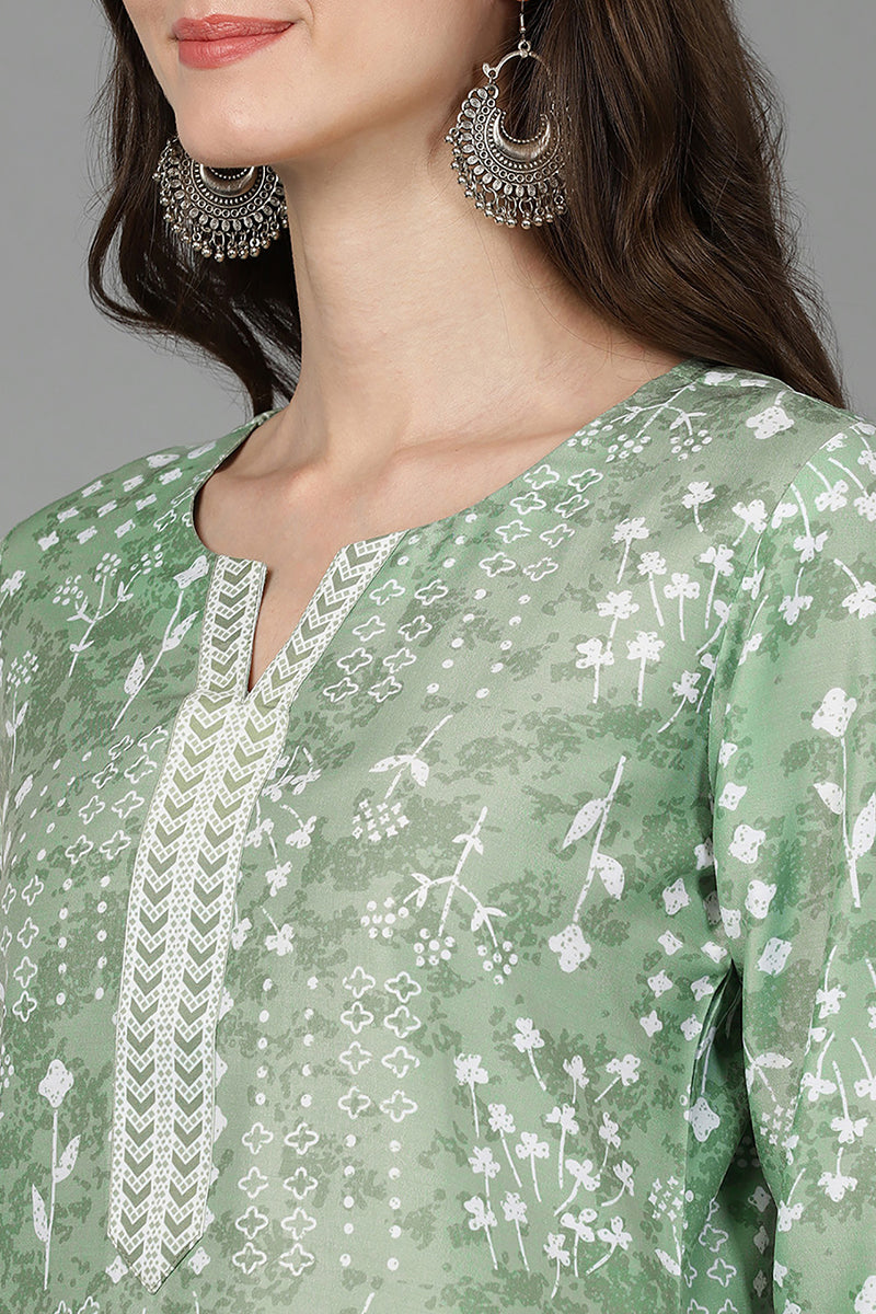 Green Silk Geometric Printed VCK8830