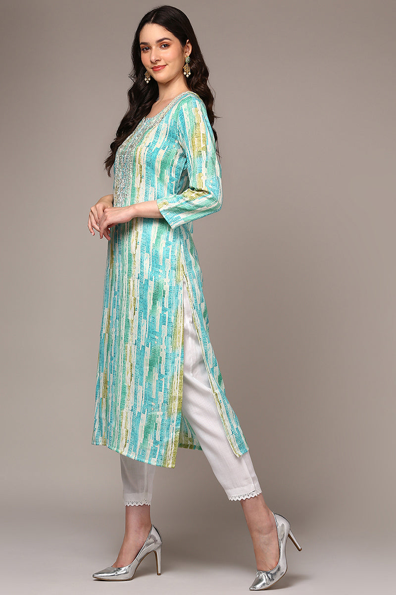 Blue Viscose Rayon Abstract Printed Kurta VCK9305