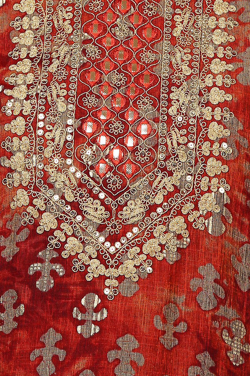 Plus Size Orange Viscose Rayon Embroidered Kurta VCK9522