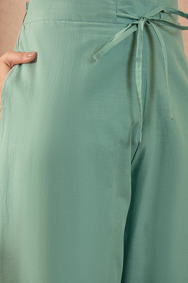 Blue Pure Cotton Embroidered Straight Coord Sets VCORD1136