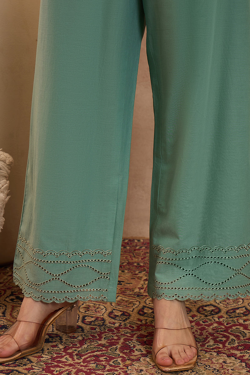 Blue Pure Cotton Embroidered Straight Coord Sets VCORD1136
