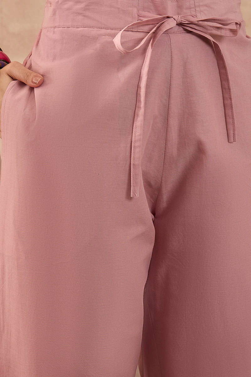 Pink Pure Cotton Embroidered Straight Coord Sets VCORD1166