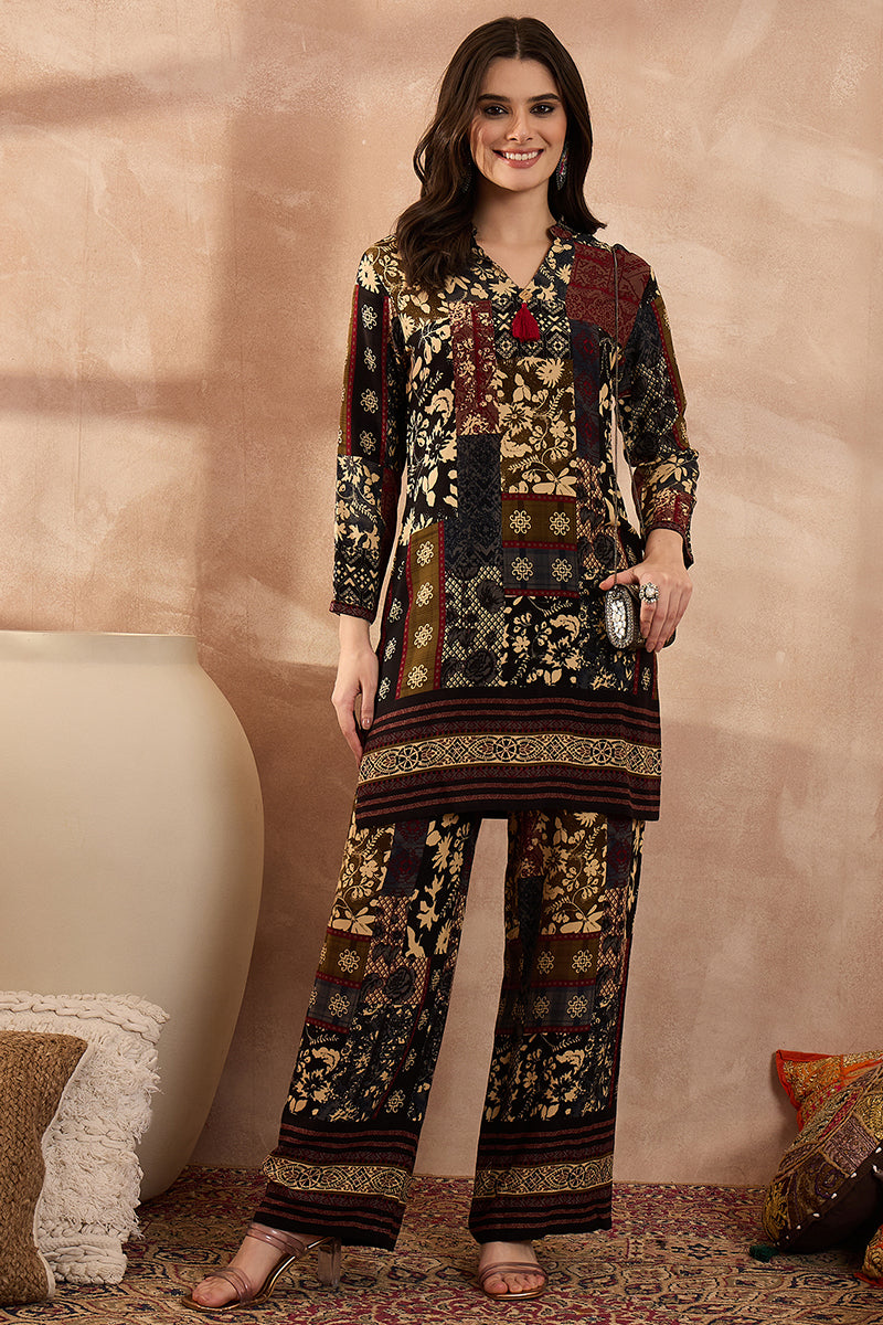 Multi Viscose Rayon Printed Straight Coord Sets VCORD1198