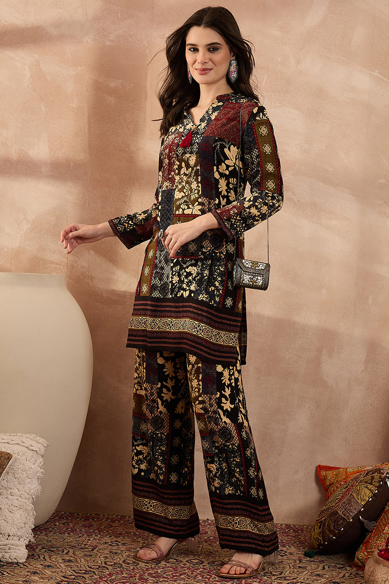 Multi Viscose Rayon Printed Straight Coord Sets VCORD1198
