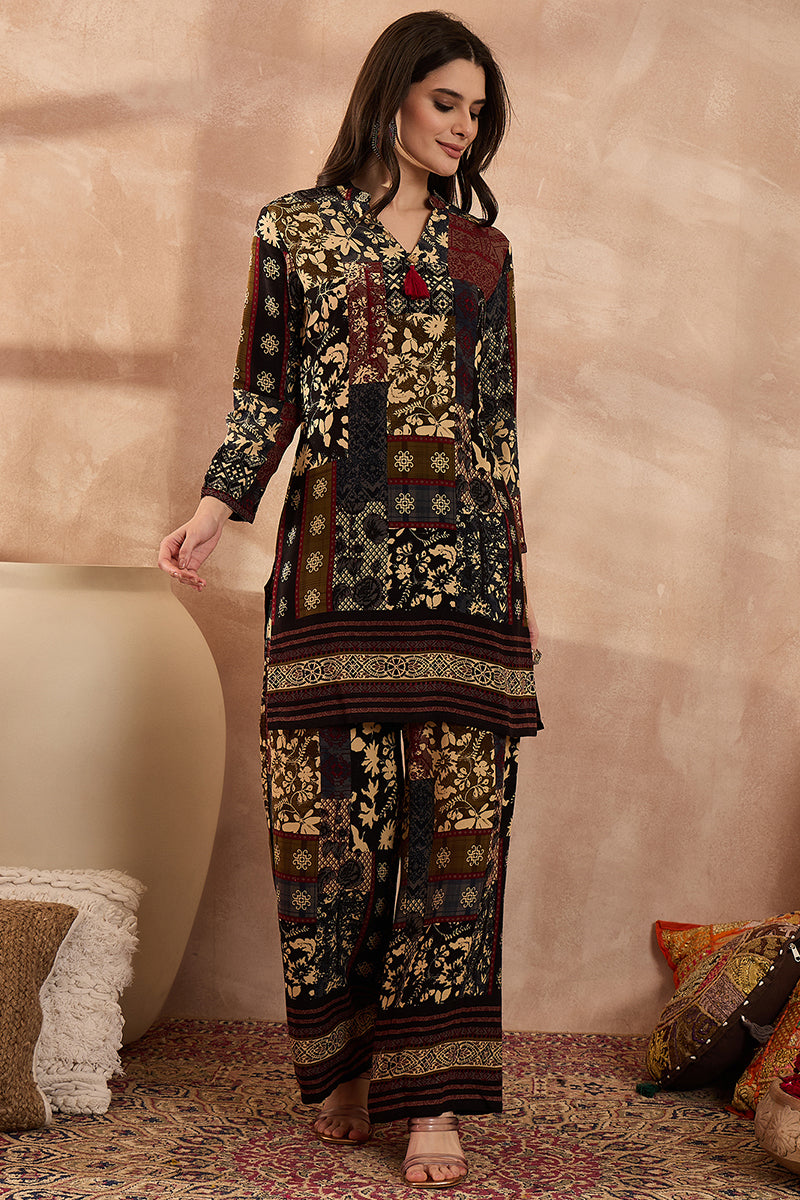 Multi Viscose Rayon Printed Straight Coord Sets VCORD1198