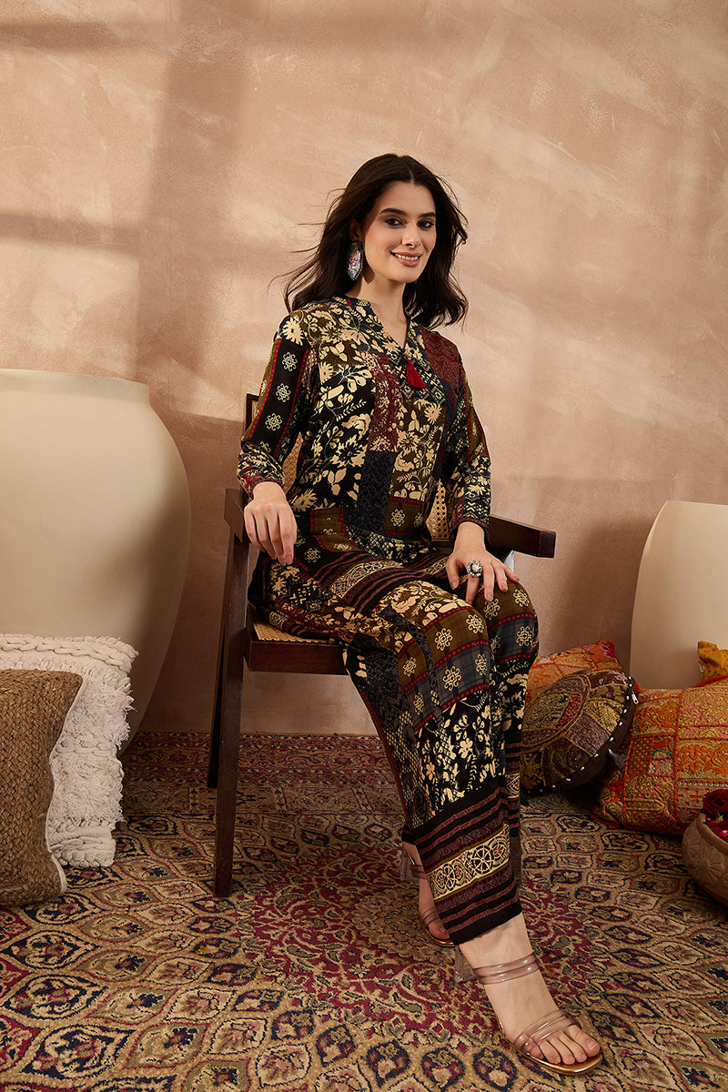 Multi Viscose Rayon Printed Straight Coord Sets VCORD1198