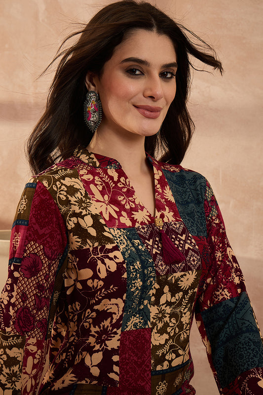 Multi Viscose Rayon Printed Straight Coord Sets VCORD1200