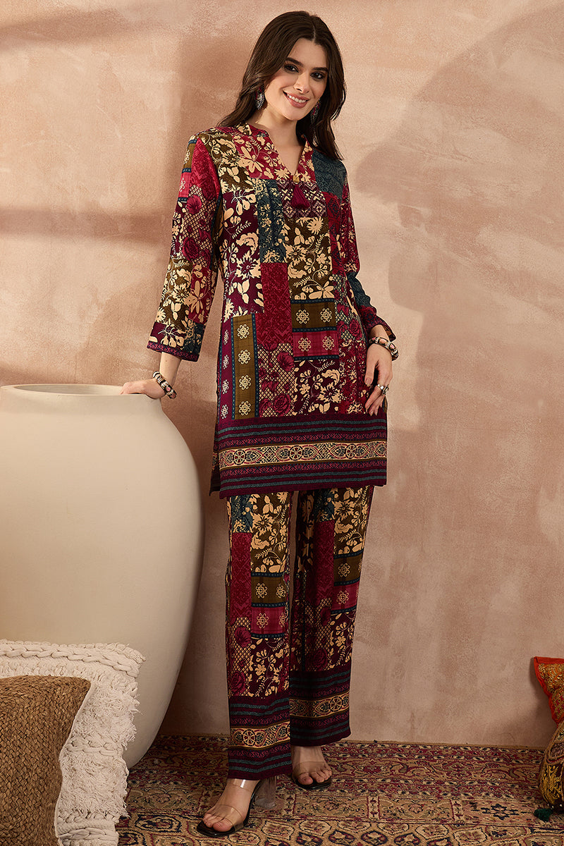 Multi Viscose Rayon Printed Straight Coord Sets VCORD1200