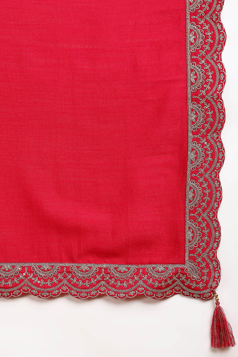 Pink Silk Blend Solid Embroidered Anarkali Kurta Set VKSET1535