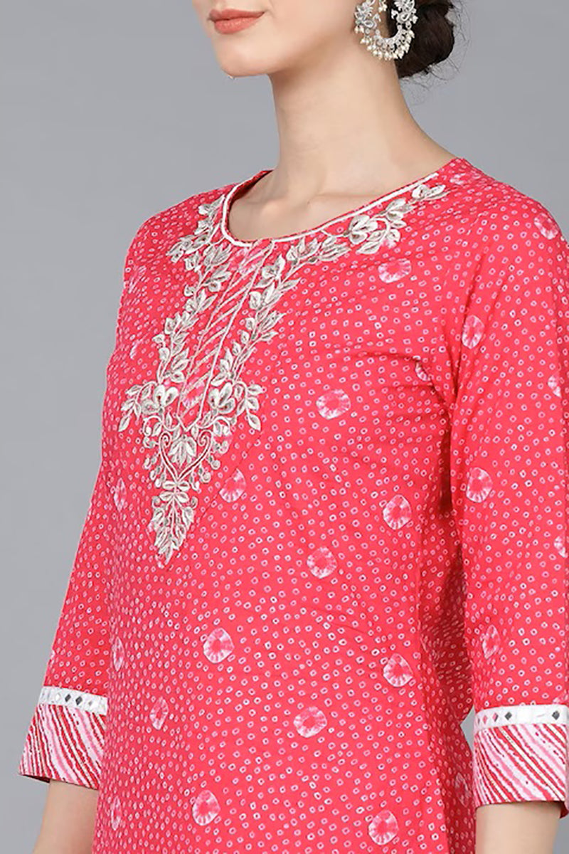 Buy Red Chiffon Bandhani V Neck Pattern Anarkali With Dupatta For Women by  Samyukta Singhania Online at Aza Fashions.