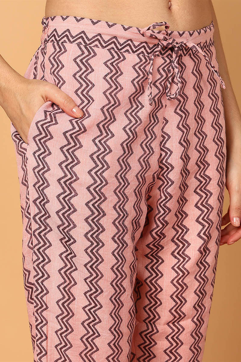 Plus Size Pink Silk Blend Floral Printed Straight Style Suit Set VKSKD1866