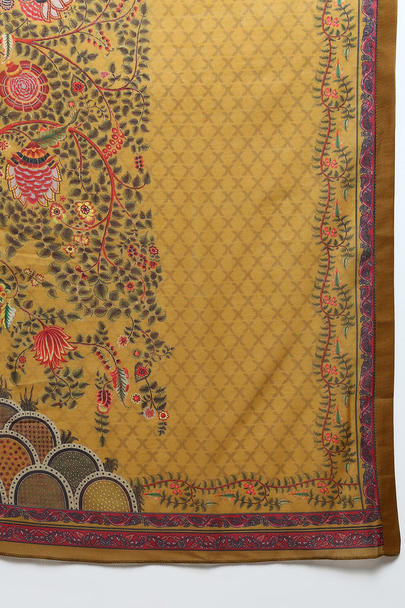 Cotton Olive Embroidered Straight Kurta Pant With Dupatta VKSKD1937