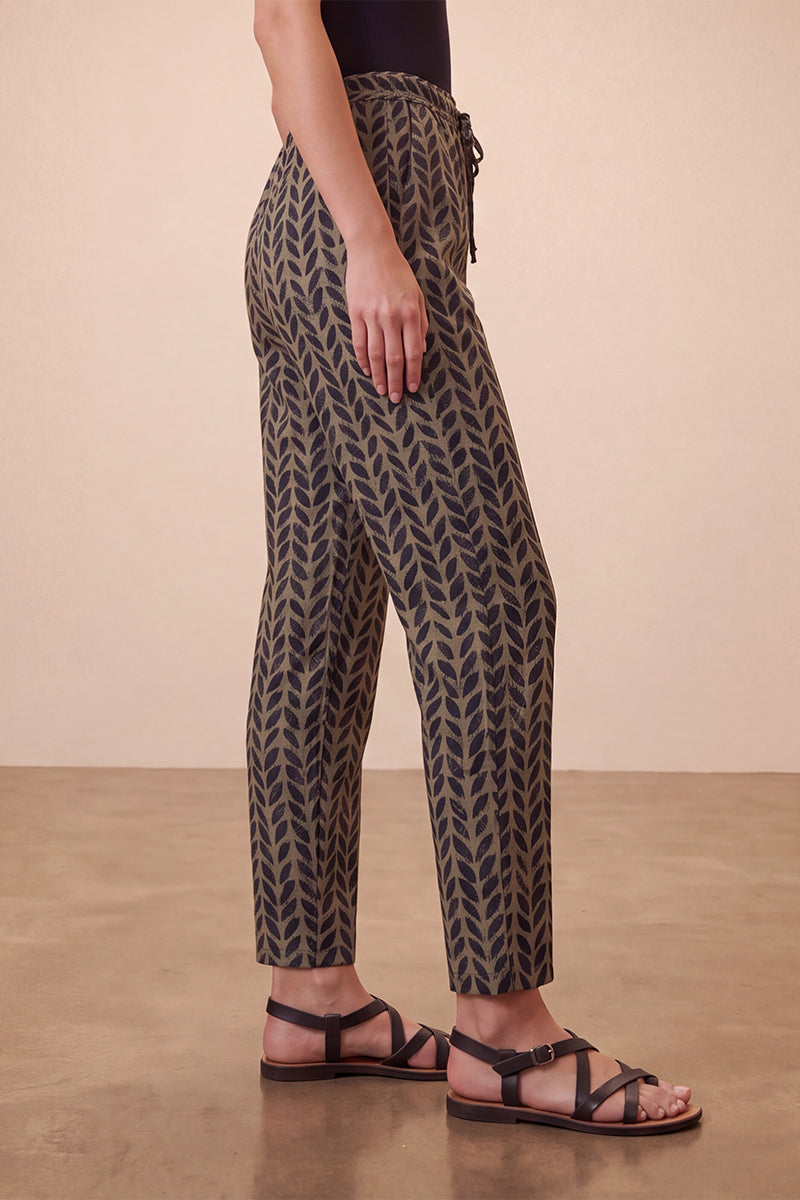 Ahika Women's Black Botanical Printed Trouser WBOT1001