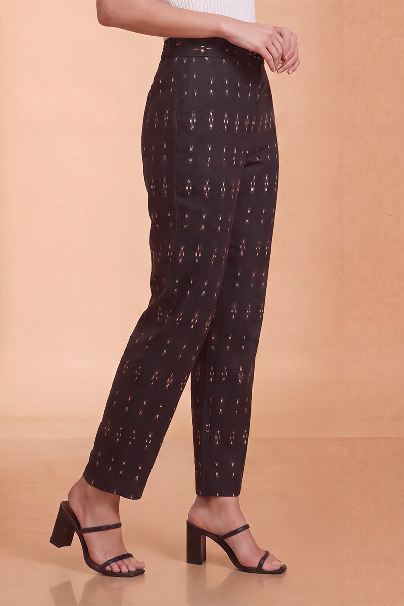 Ahika Women's Black Geometric Printed Trouser WBOT1002