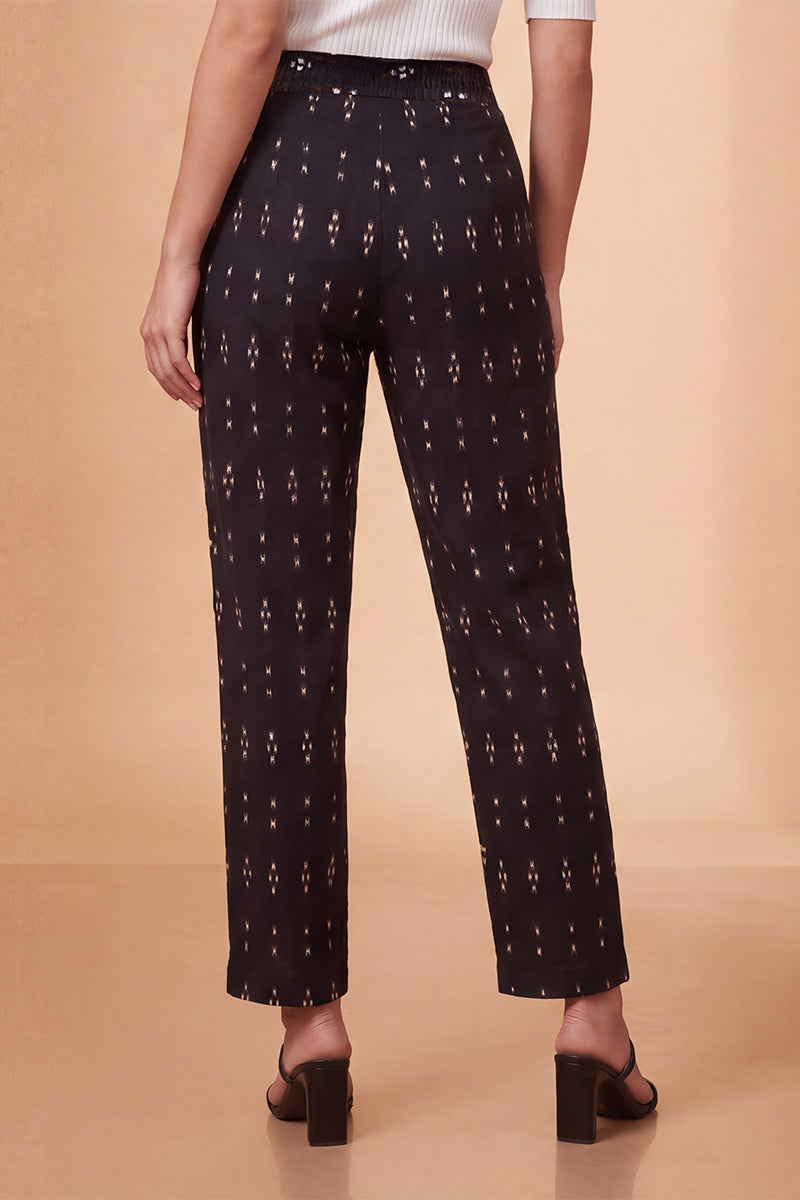 Ahika Women's Black Geometric Printed Trouser WBOT1002