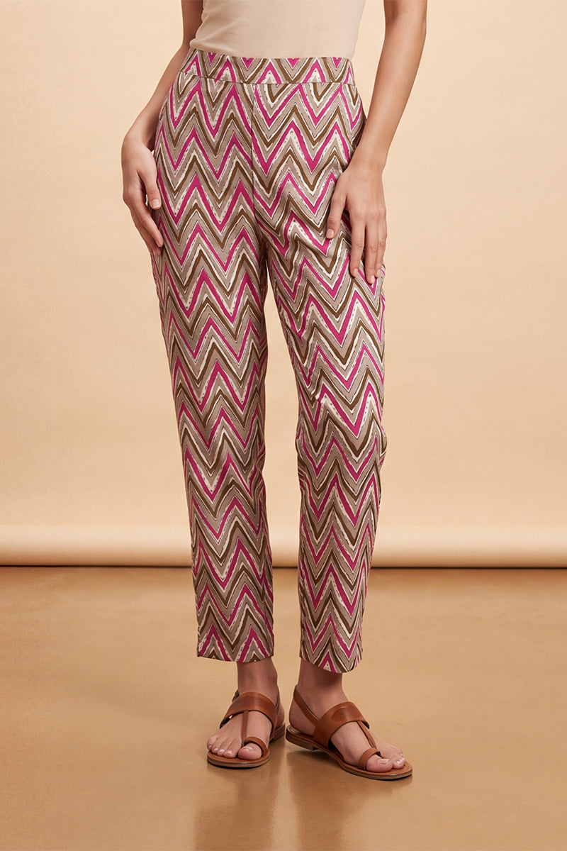 Ahika Women's Multicolor Chevron Printed Trouser WBOT1003