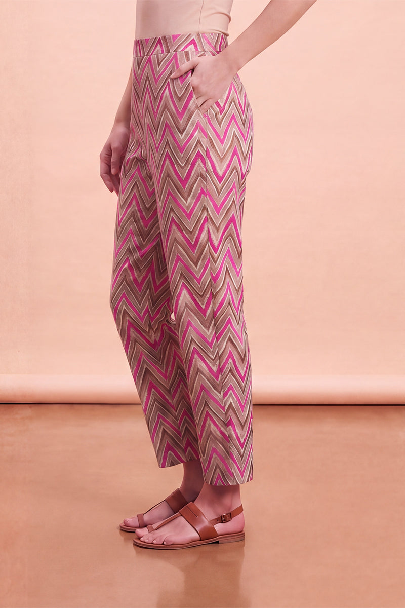 Ahika Women's Multicolor Chevron Printed Trouser WBOT1003
