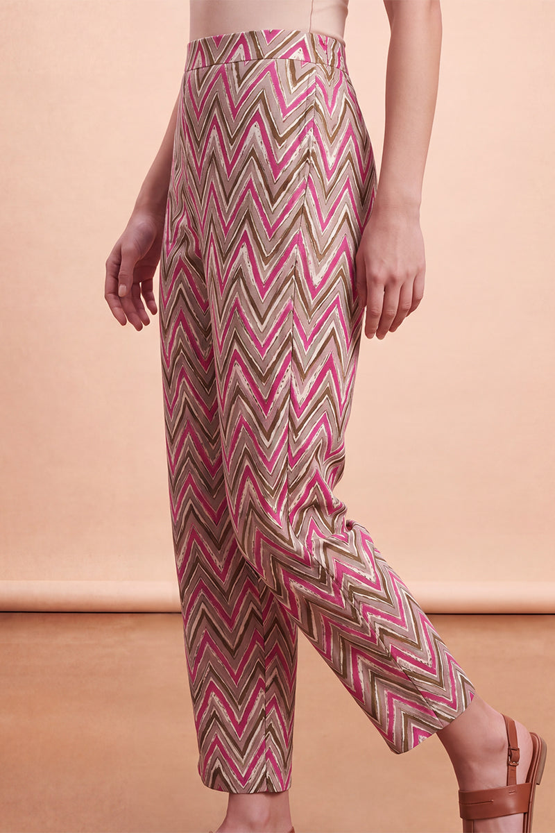 Ahika Women's Multicolor Chevron Printed Trouser WBOT1003