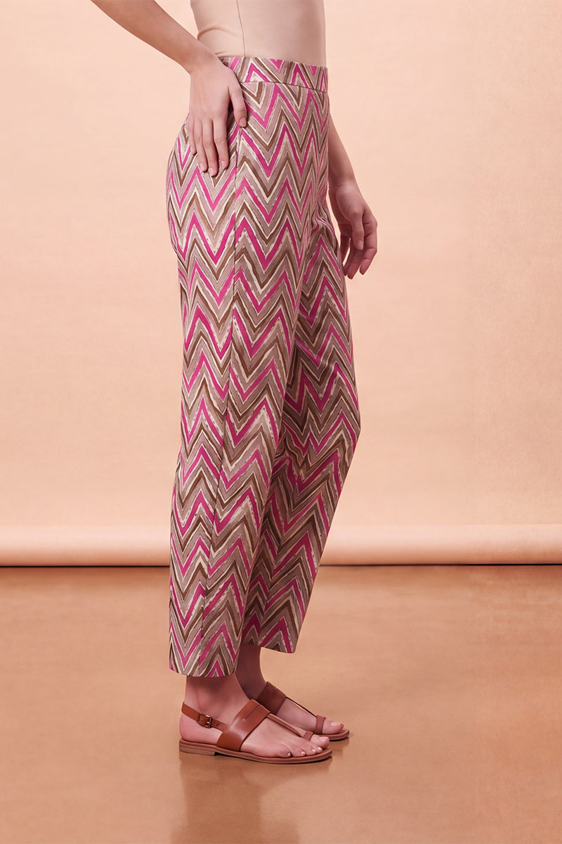 Ahika Women's Multicolor Chevron Printed Trouser WBOT1003