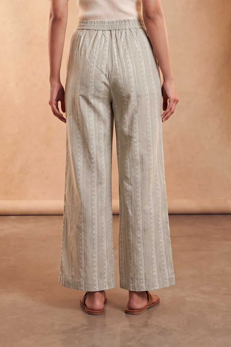 Ahika Women's Beige Foil Solid Trouser WBOT1004