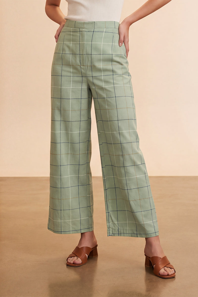 Ahika Women's Green Geometric Printed Trouser WBOT1005