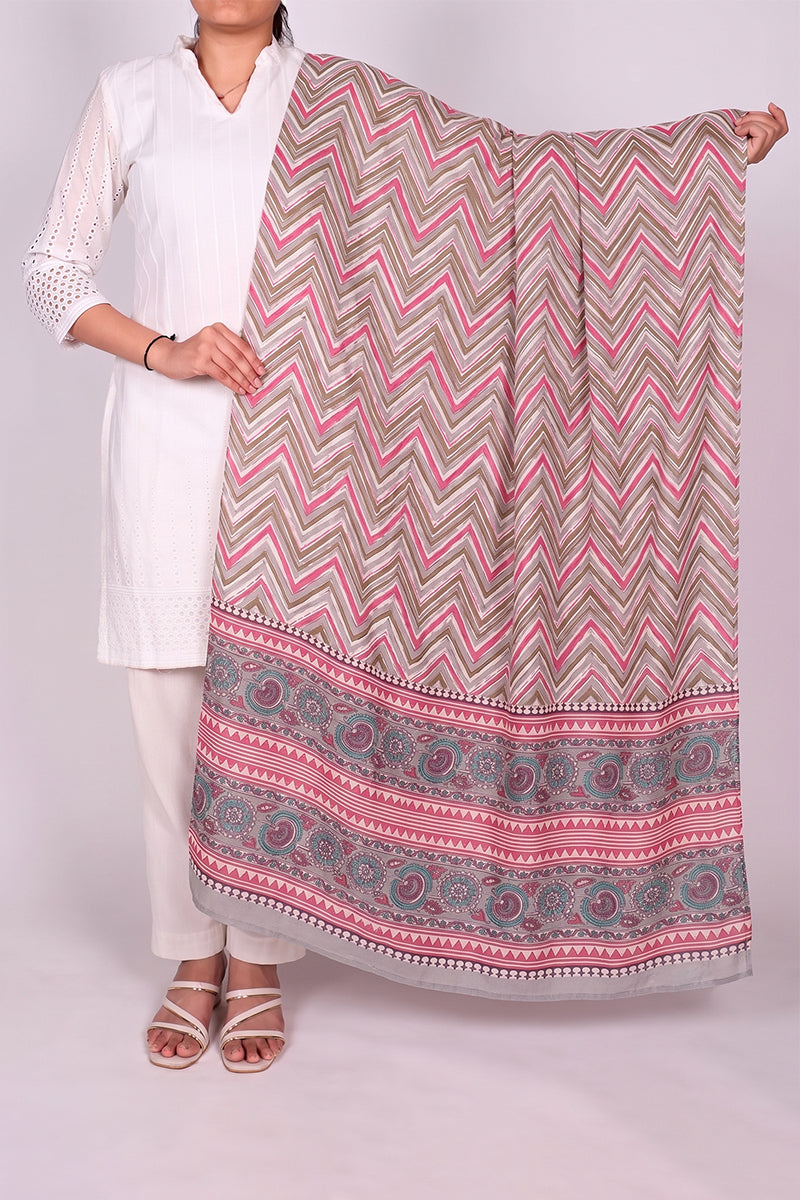 Ahika Women's Multicolor Chevron Printed Dupatta WDPT1001