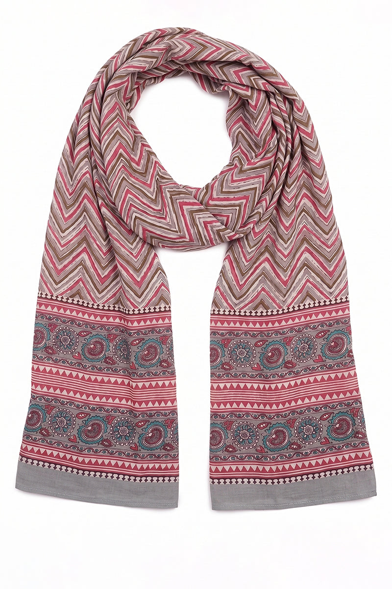 Ahika Women's Multicolor Chevron Printed Dupatta WDPT1001