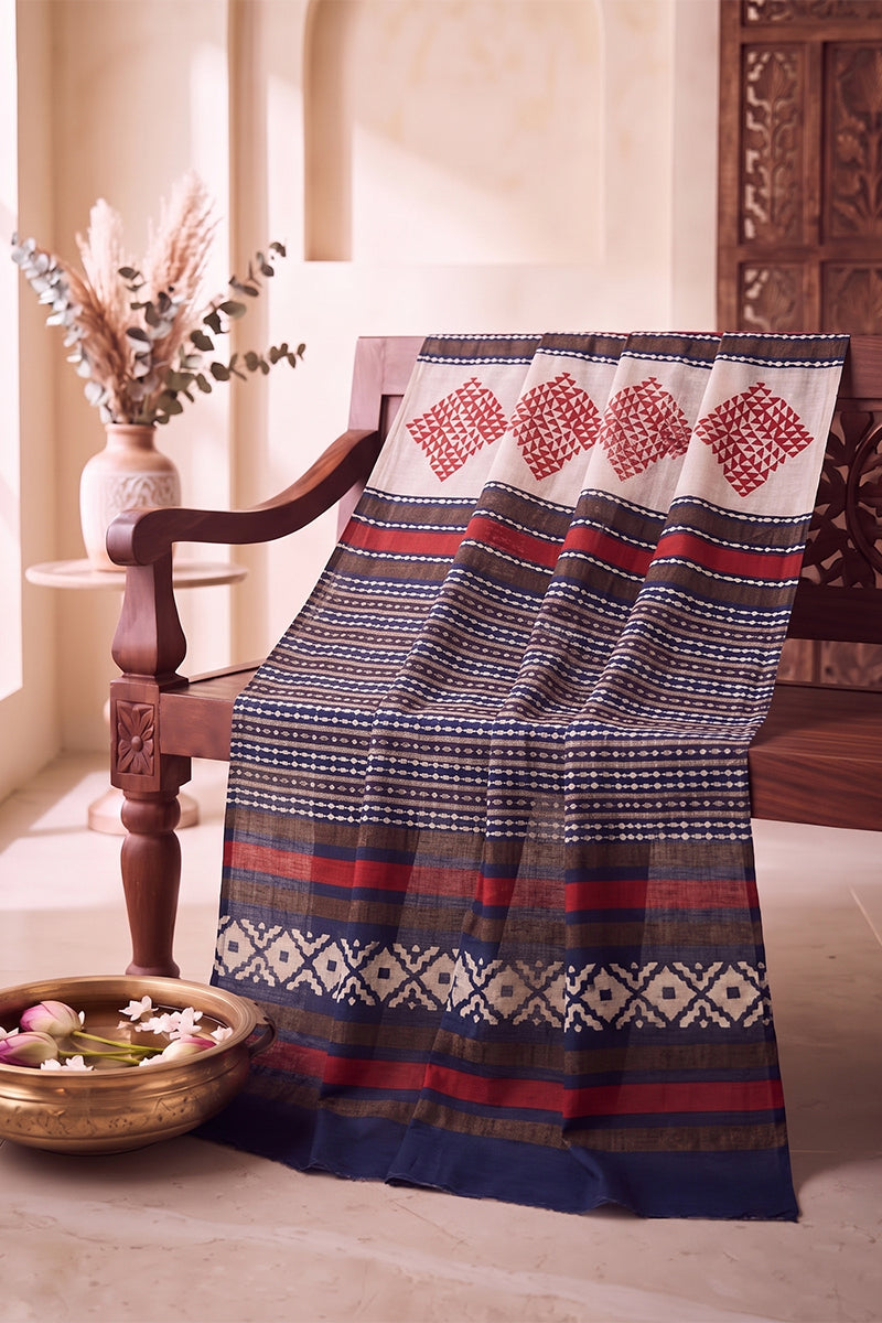 Ahika Women's Blue Geometric Printed Dupatta WDPT1002