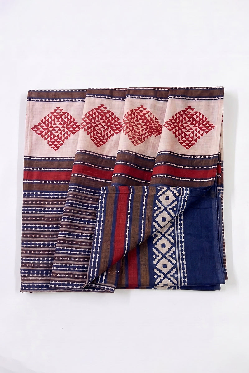 Ahika Women's Blue Geometric Printed Dupatta WDPT1002
