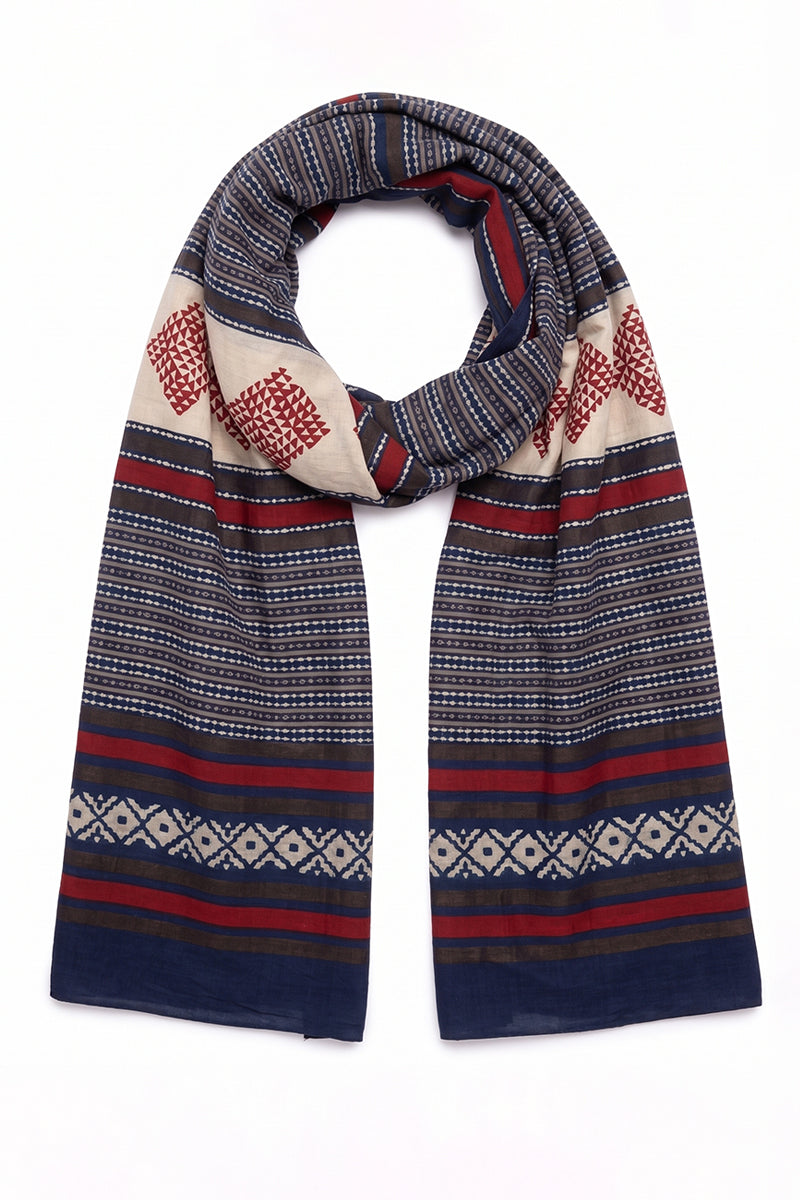 Ahika Women's Blue Geometric Printed Dupatta WDPT1002