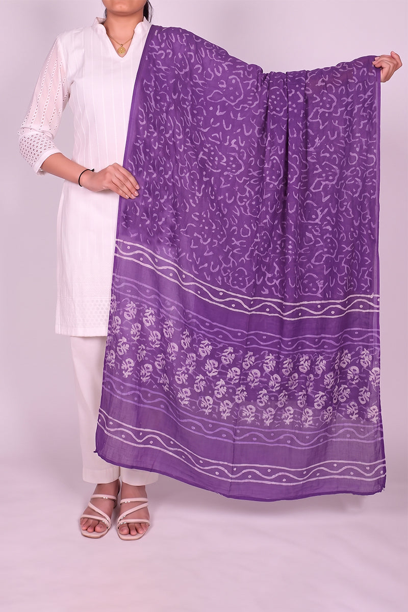 Ahika Women's Violet Abstract Printed Dupatta WDPT1003