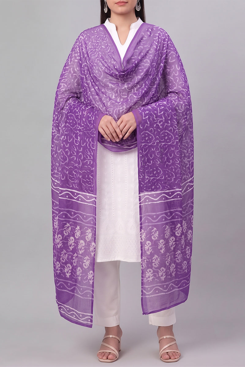 Ahika Women's Violet Abstract Printed Dupatta WDPT1003