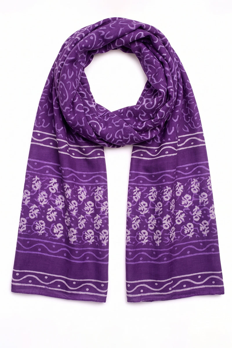 Ahika Women's Violet Abstract Printed Dupatta WDPT1003
