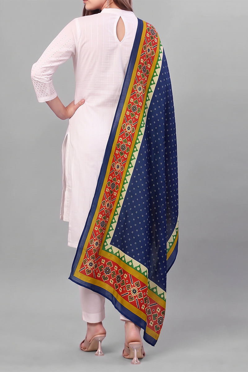Ahika Women's Blue Ethnic Printed Dupatta WDPT1004