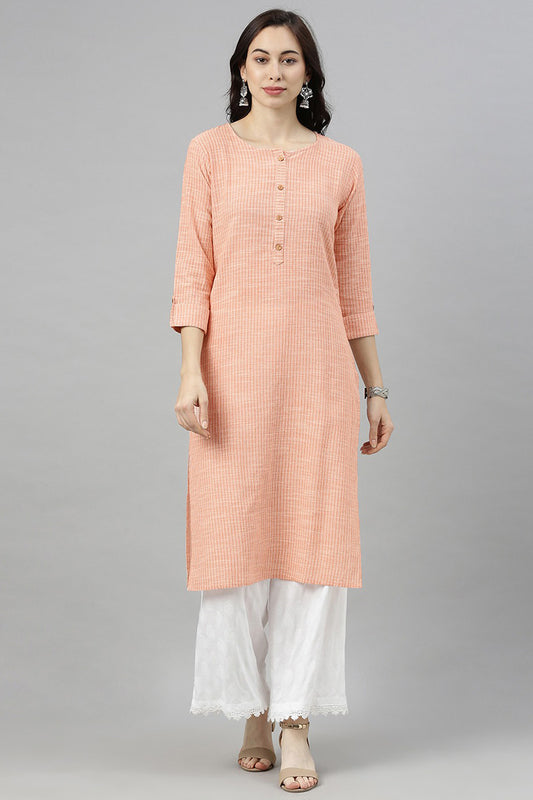 Orange Striped Kurta VCK8174