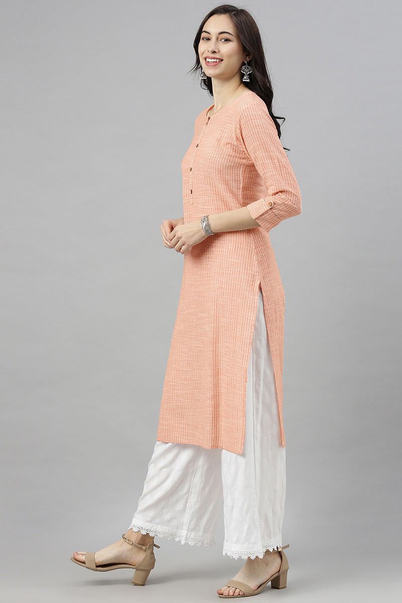 Orange Striped Kurta VCK8174