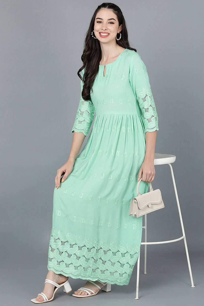 Buy SHOWOFF Sea Green Pleated A-Line Dress for Women Online @ Tata CLiQ
