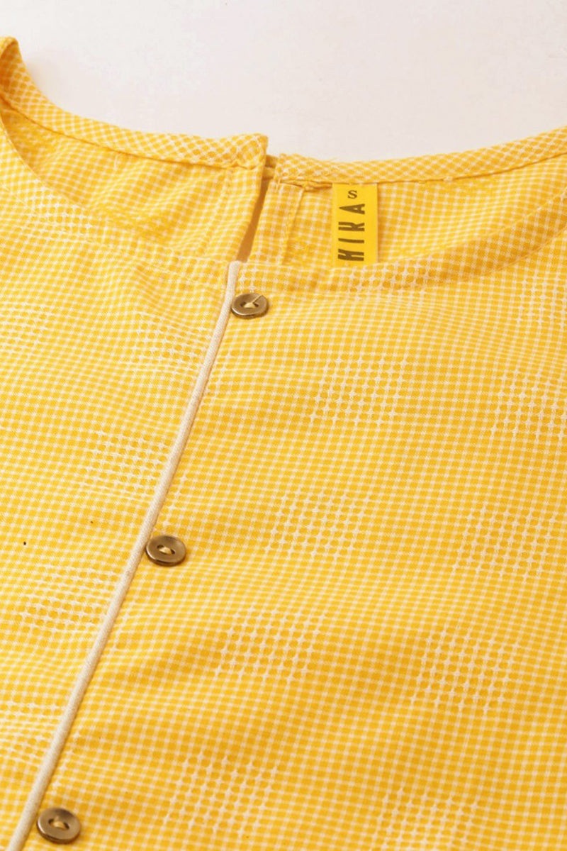 AHIKA Women Yellow Checked Kurta