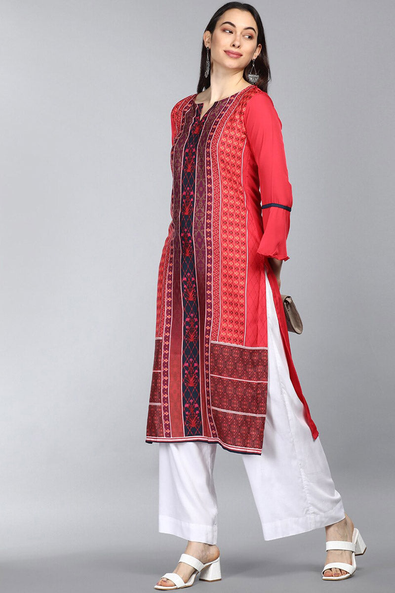 Red Color Printed Daily Wear Kurti