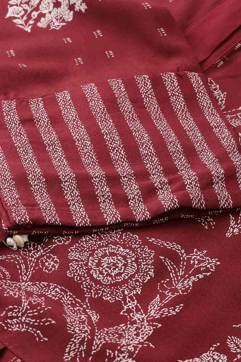 AHIKA Women Maroon Floral Printed Kurta