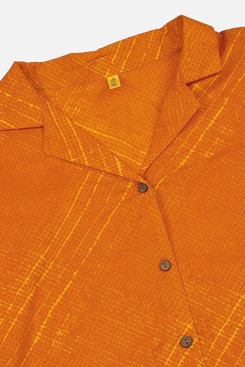 AHIKA Women Orange Yellow Printed Pure Cotton Night Suit