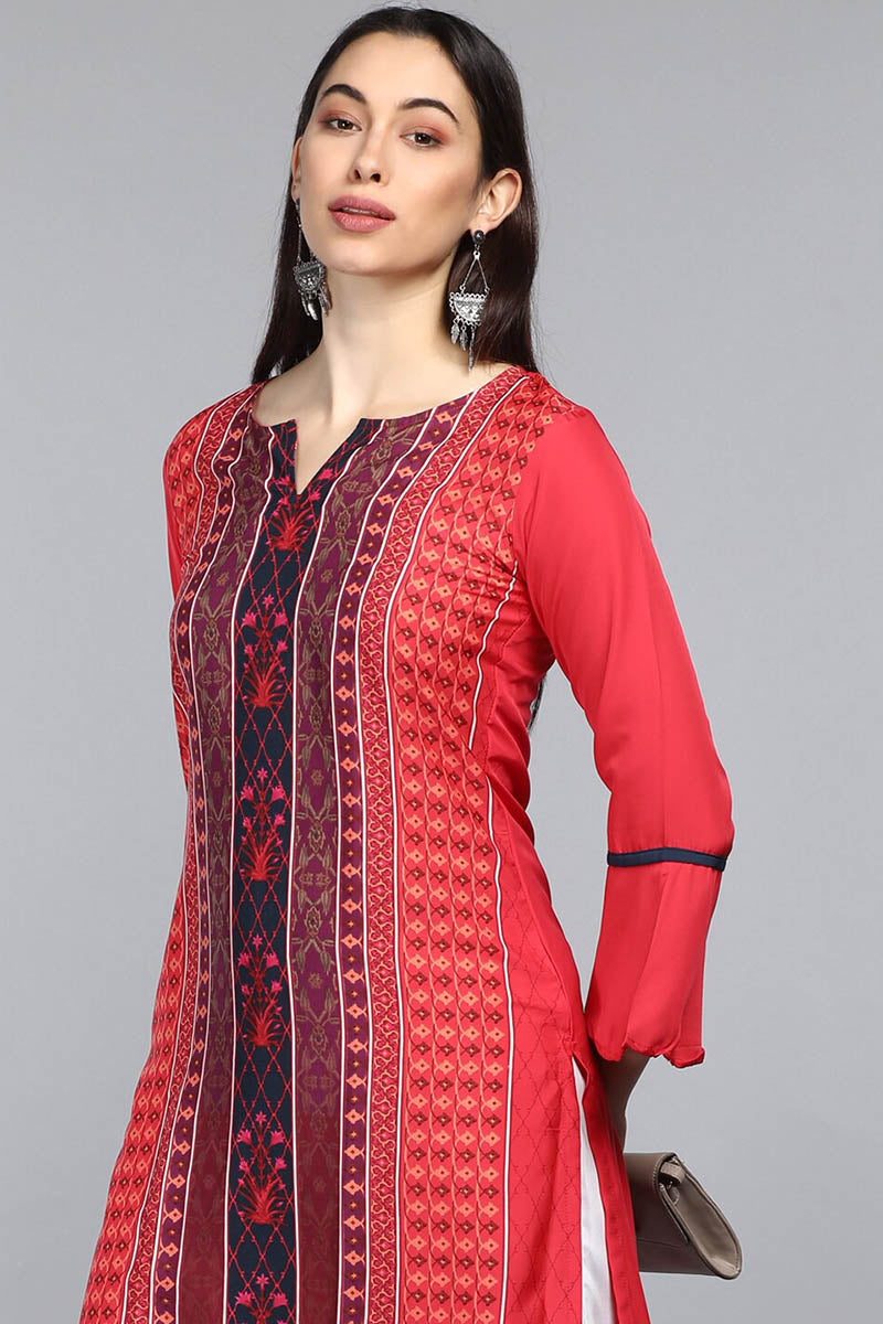 Red Color Printed Daily Wear Kurti