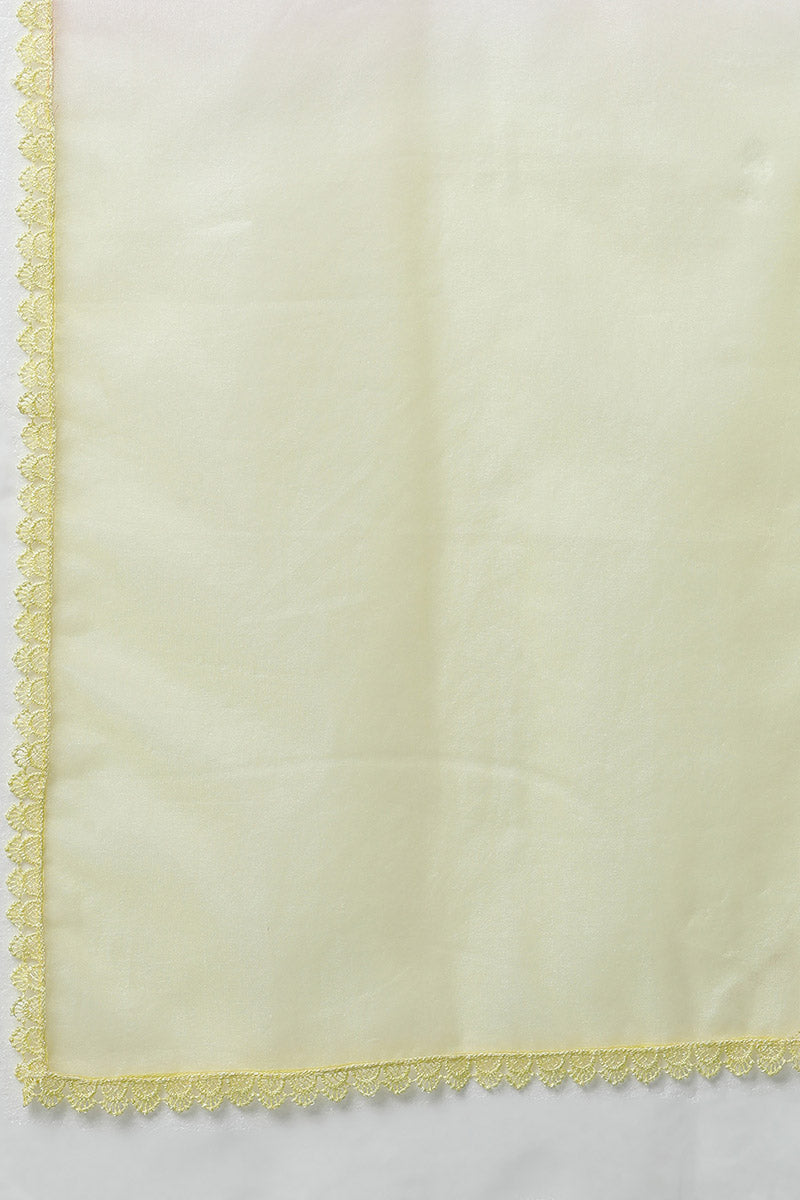 Ahika Women Yellow Poly Silk Embroidered Kurta Trousers With Dupatta 