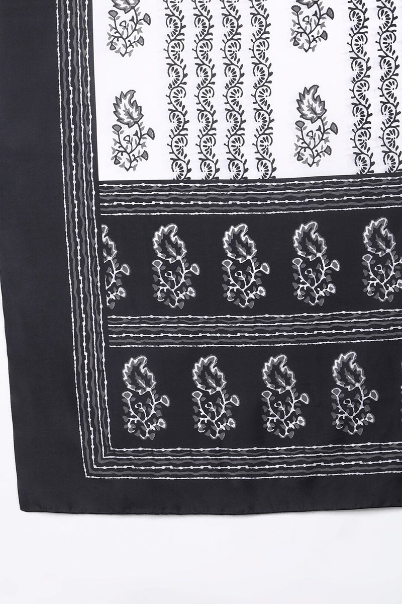 Ahika Women Crepe Black Ethnic Motifs Printed Straight Kurta Pant Dupatta Set