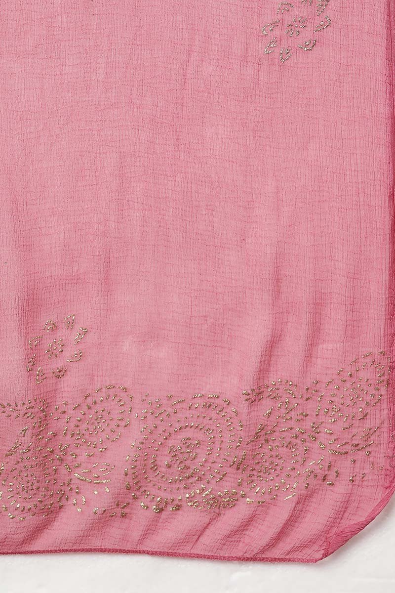 Pink Poly Silk Anarkali Kurta Pant With Dupatta PKSKD1324