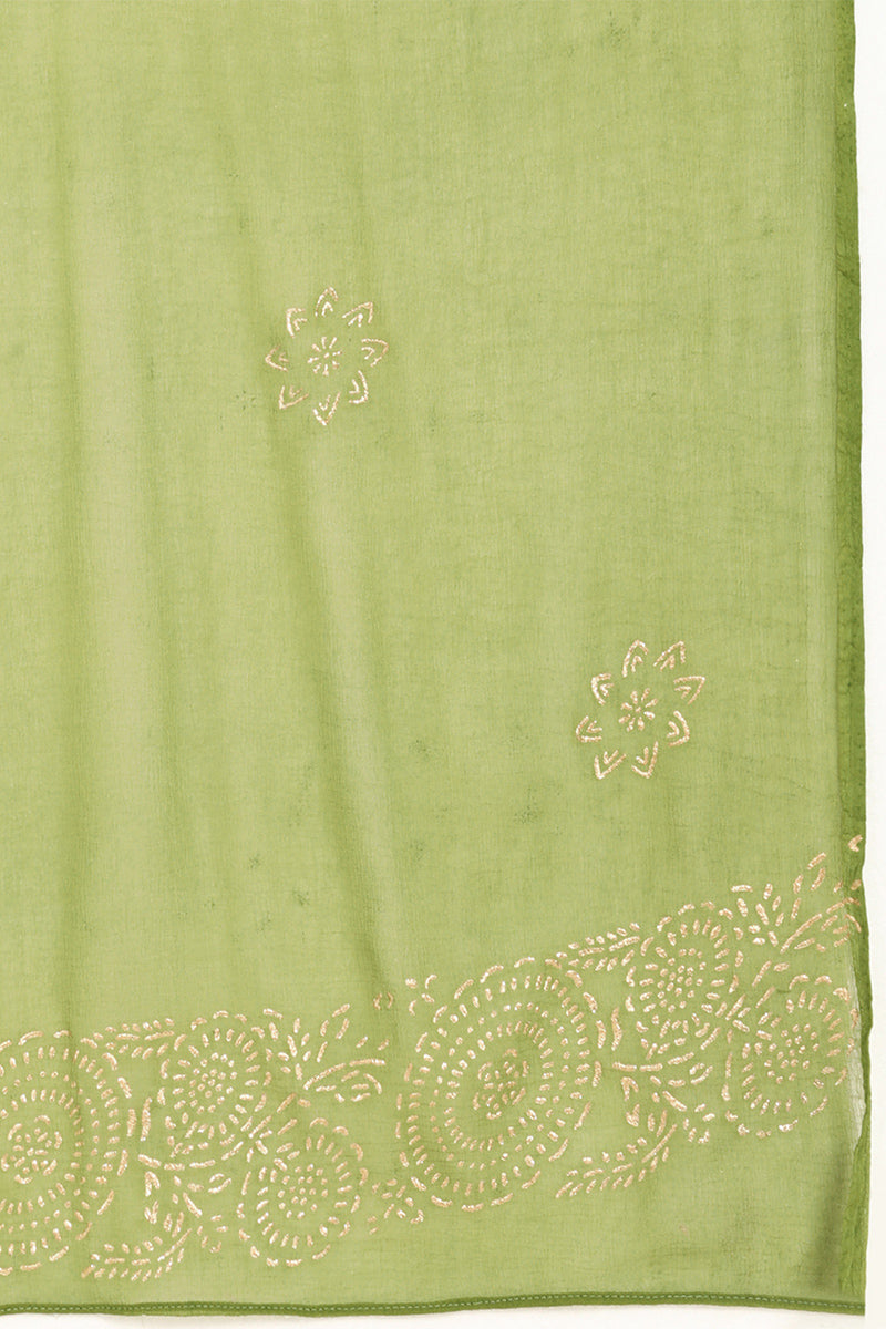 AHIKA Women Olive Solid Kurta Trousers With Dupatta