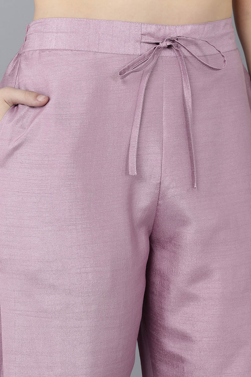Ahika Women Lavender Embroidered Kurta Trousers With Dupatta 